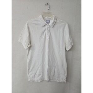 MJ Bale Chapman Polo Mens US L White 100% Cotton Short Sleeve Pique Knit Shirt